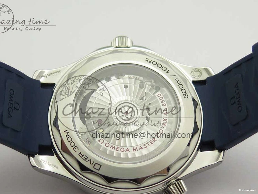 0321 Lightweight 2018 Seamaster Diver 300M VSF 1:1 Best Edition Blue Ceramic Blue Dial on Blue Rubber Strap A8800 V2 (Black Balance Wheel) 7961